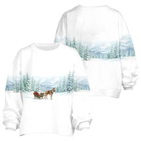CHRISTMAS "HOLIDAY MOUNTAIN SNOW" CREWNECK BLOUSANT OVERSIZED FLEECE - WHITE