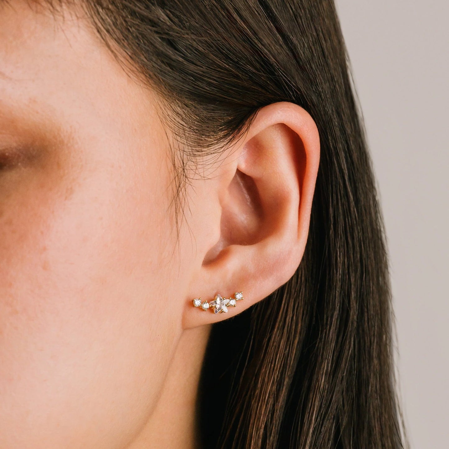 STARGAZER CLIMBER EARRINGS - CLEAR