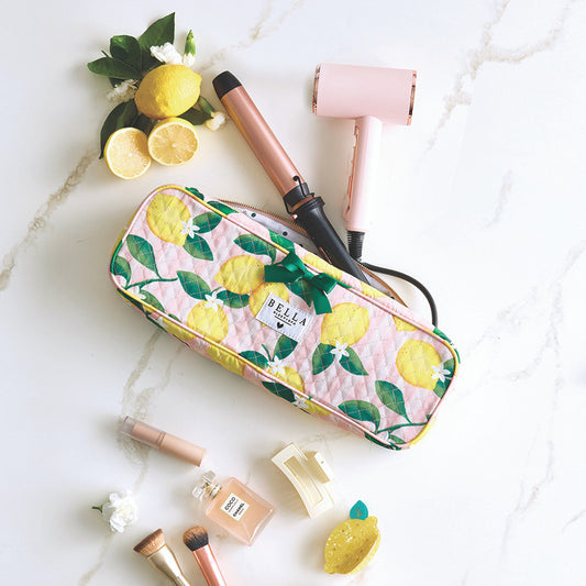 QUILTED HAIR TOOL BAG - LEMON