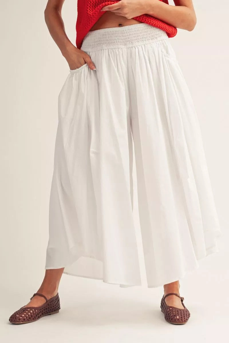WIDE LEG PANTS WITH PLEAT DETAIL - WHITE - Pharm Favorites by Economy Pharmacy