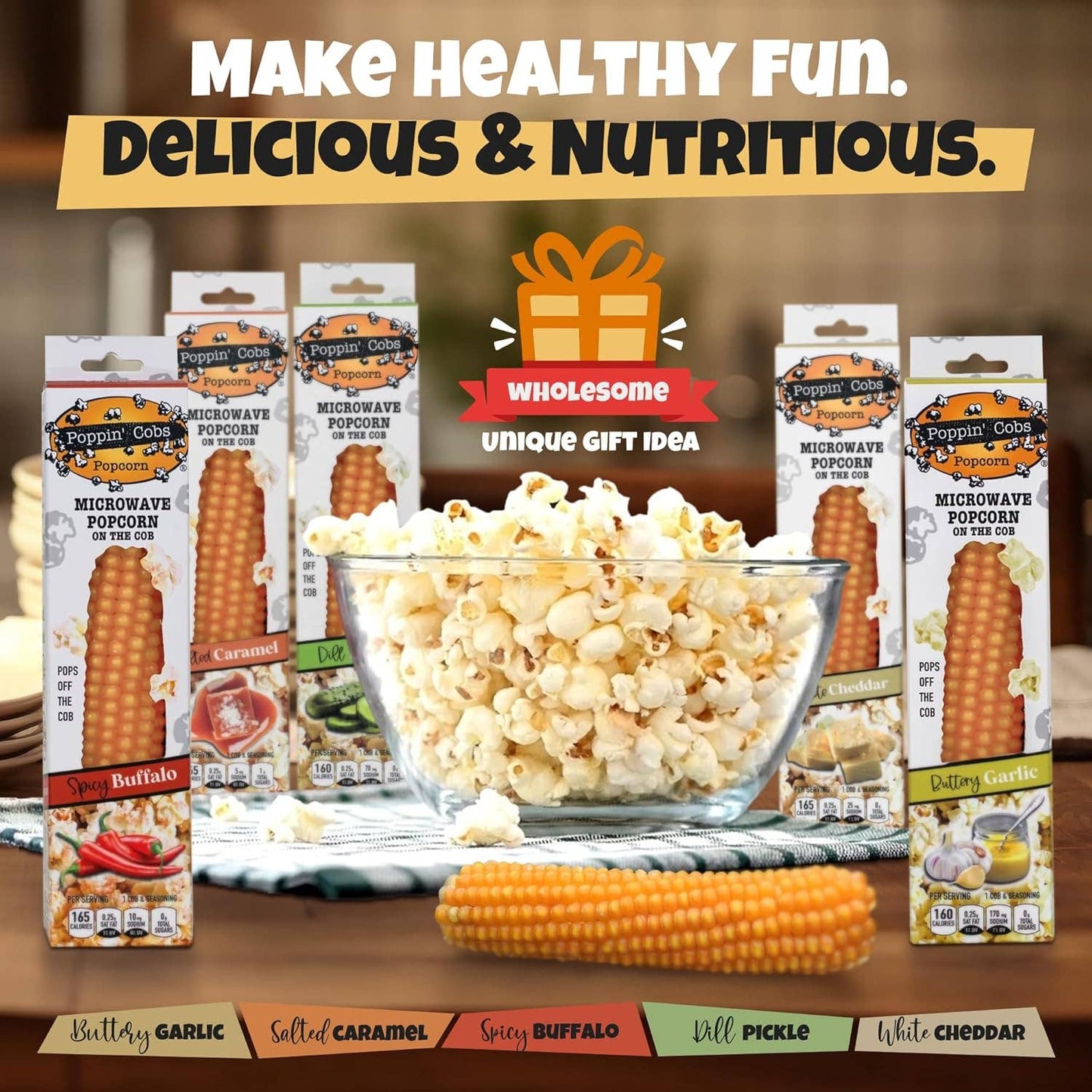 Popcorn on the Cob with Spicy Buffalo Seasoning