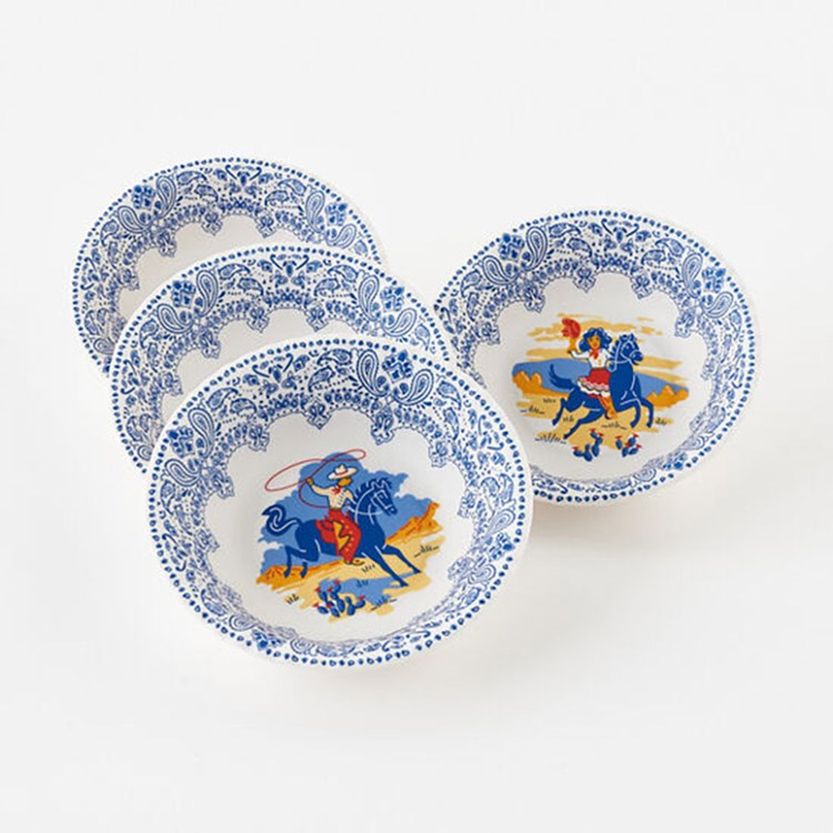 Cowboy & Cowgirl Paper Bowl St/4, 2 Asst, Melamine