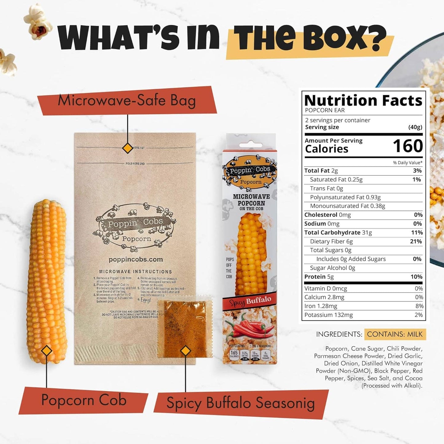 Popcorn on the Cob with Spicy Buffalo Seasoning