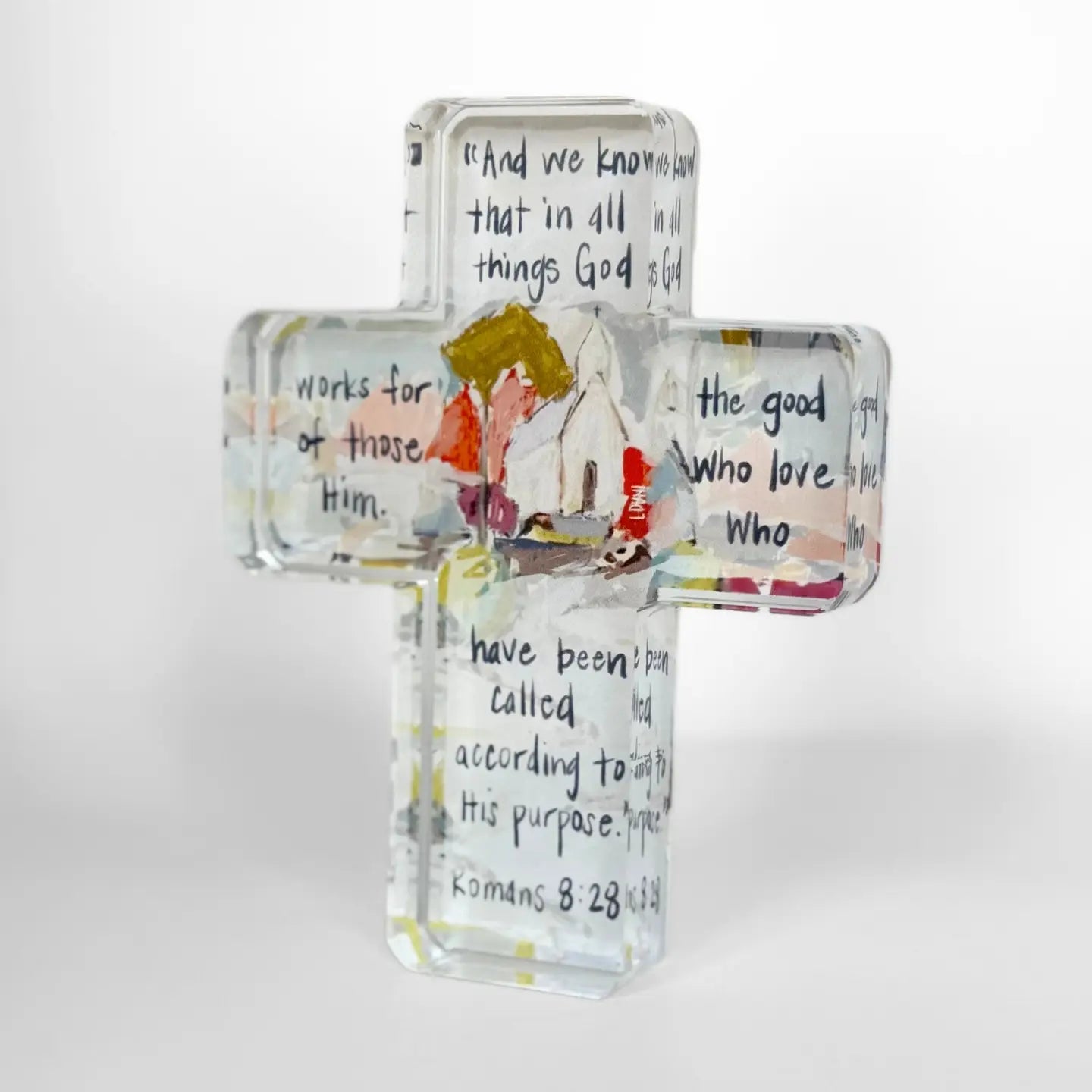 ROMANS 8:28 ACRYLIC CROSS