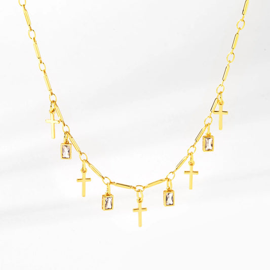 Beautifully Broken Cross Necklace - Gold