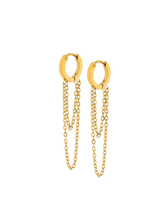 HUGGIE CHARM EARRINGS - GWEN GOLD