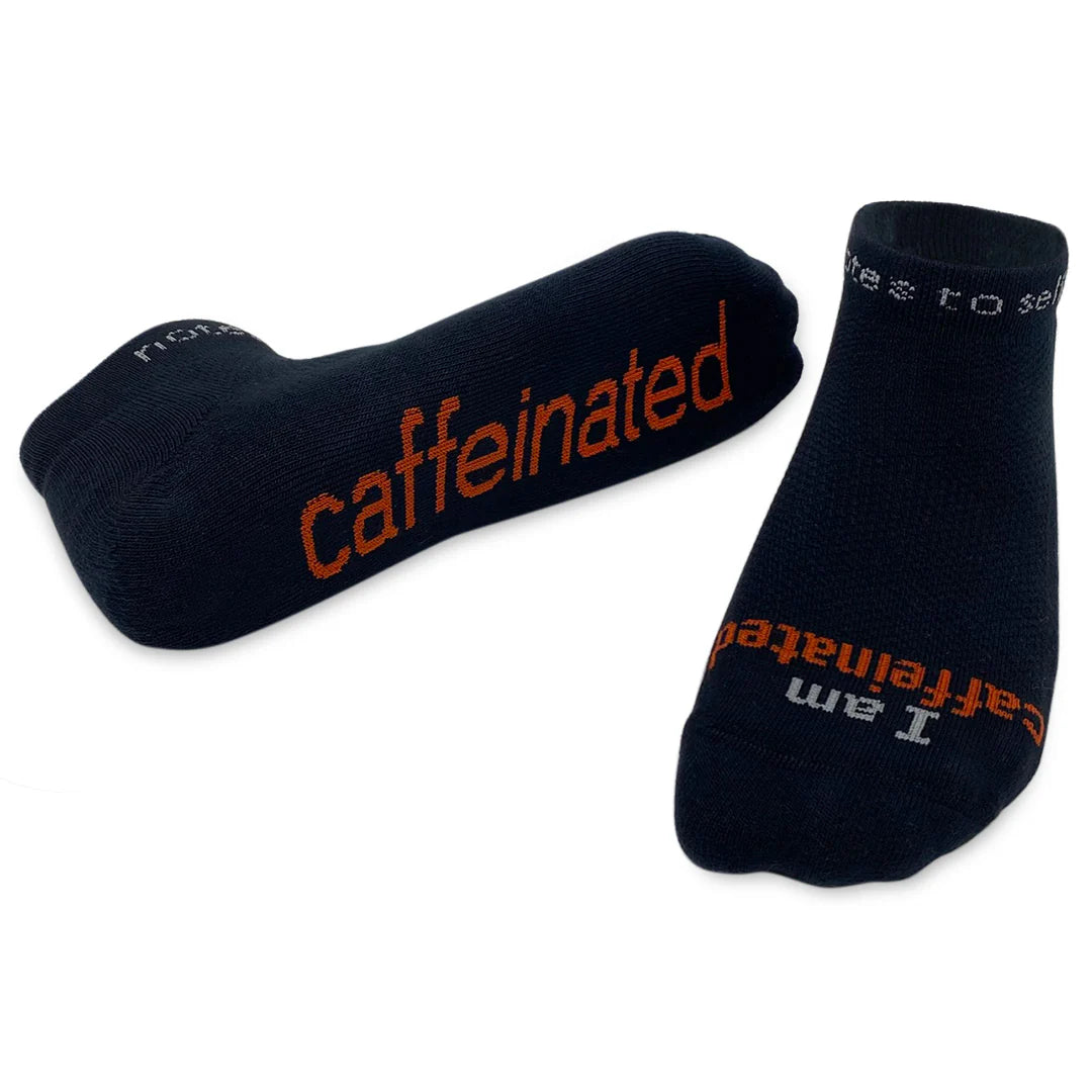SOCKS - I AM CAFFEINATED - BLACK W/RED