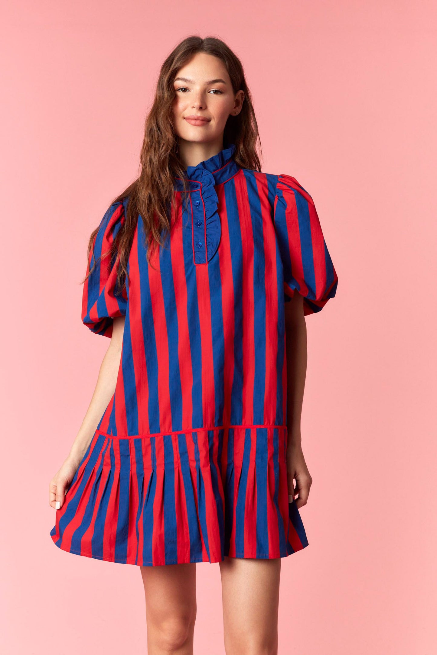 NAVY & RED STRIPE MINI DRESS