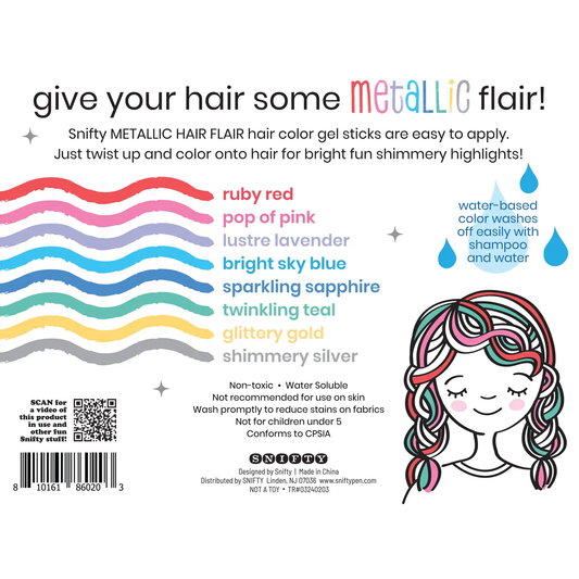 HAIR FLAIR METALLIC SHIMMERY HAIR COLOR GEL STICKS