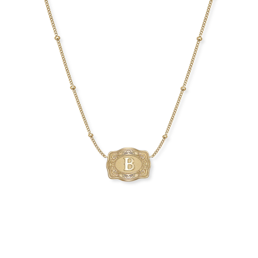 SPURWEST ULTRA MINI BELT BUCKLE INITIAL NECKLACE