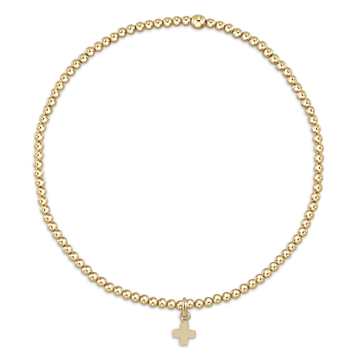 EGIRL CLASSIC GOLD 2MM BRACELET - SIGNATURE CROSS SMALL GOLD CHARM