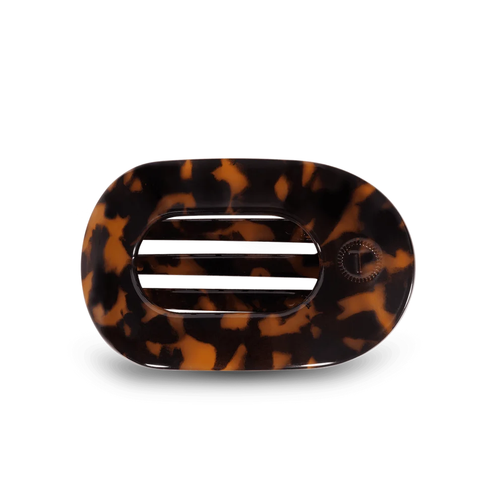 TELETIES FLAT ROUND HAIR CLIP - TORTOISE