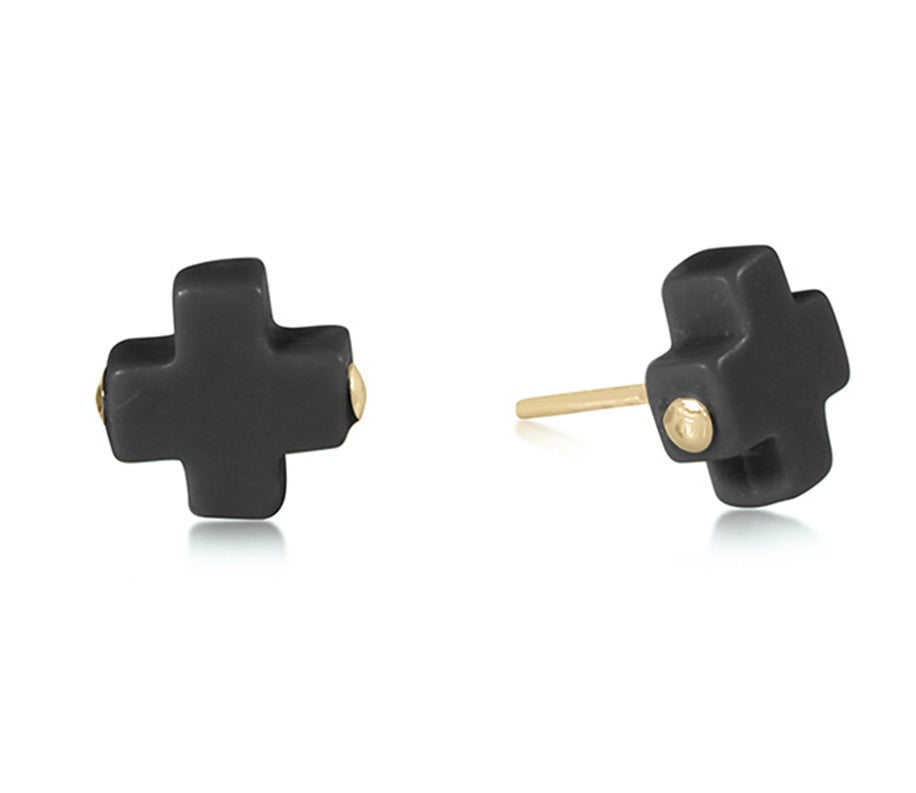 SIGNATURE CROSS STUD - CHARCOAL