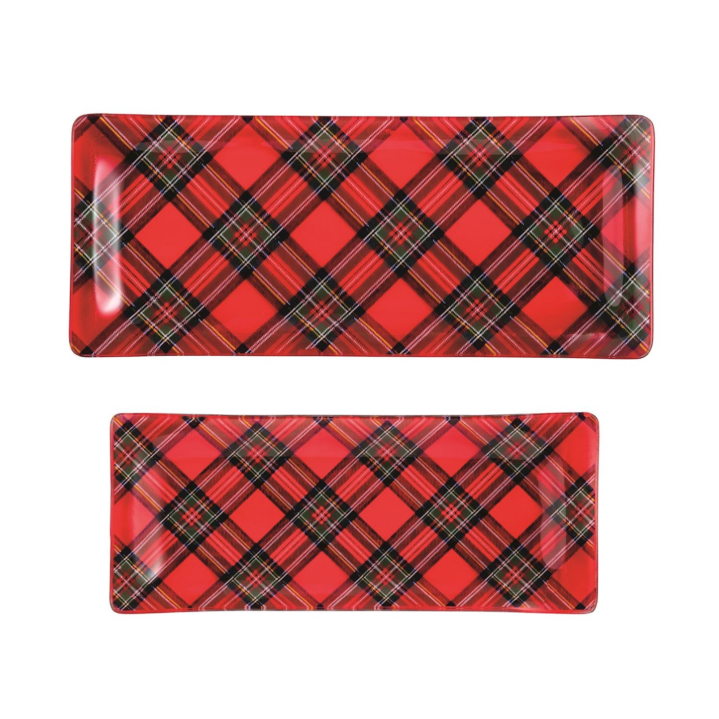 TARTAN GLASS NESTED TRAYS SET OF 2