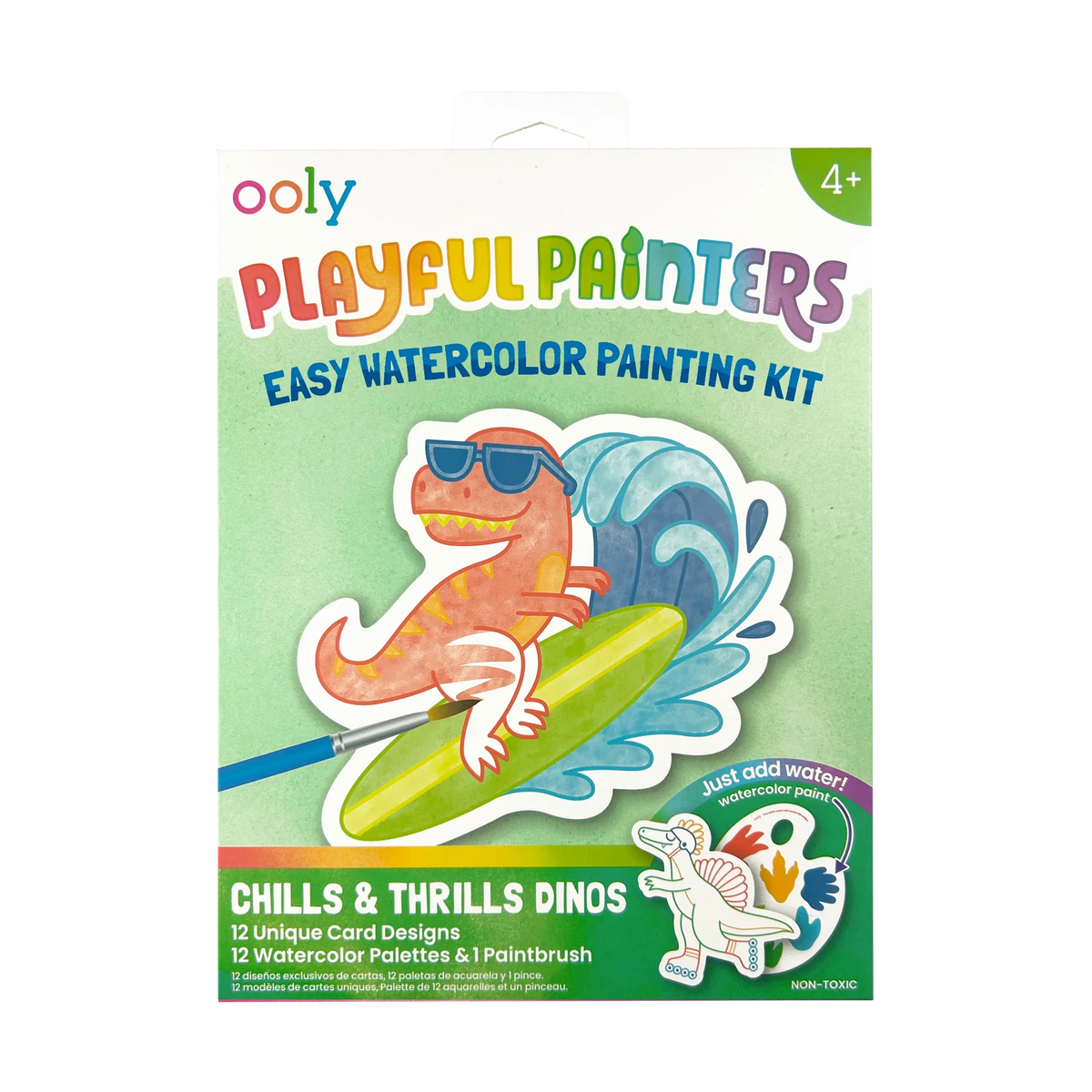 PLAYFUL PAINTERS EASY WATERCOLOR PAINTING KIT - CHILLS & THRILLS DINOS