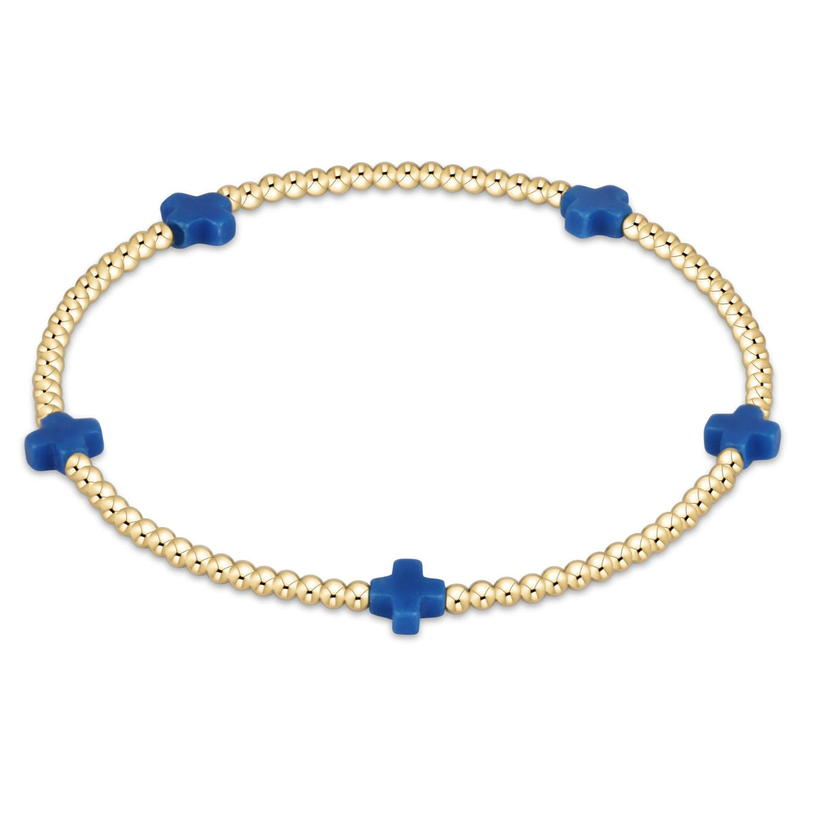 EGIRL SIGNATURE CROSS SMALL 2MM GOLD BRACELET - COBALT