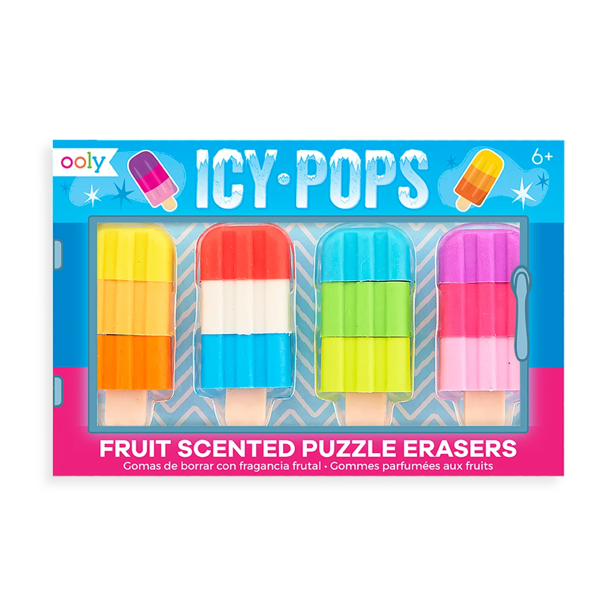 ICY POPS FRUIT SCENTED PUZZLE ERASERS - SET OF 6