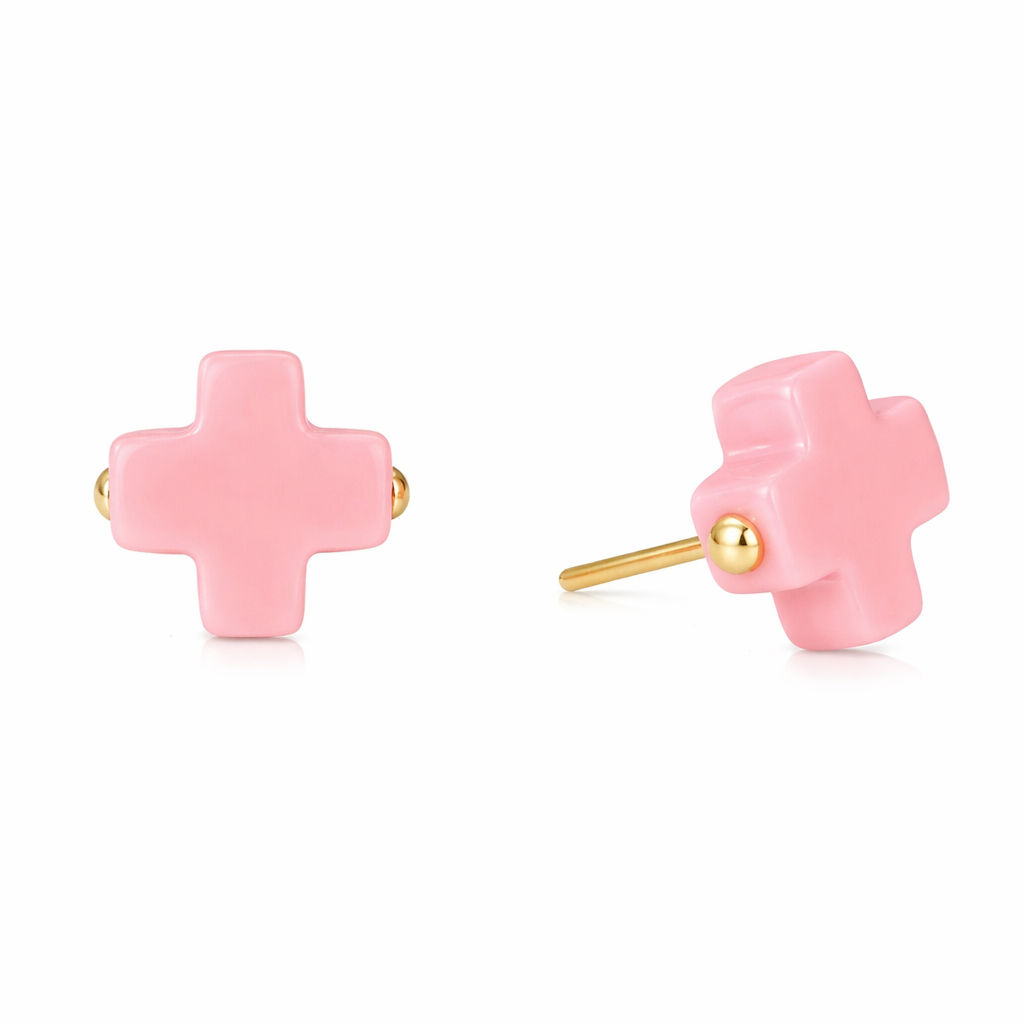 SIGNATURE CROSS STUD - PINK