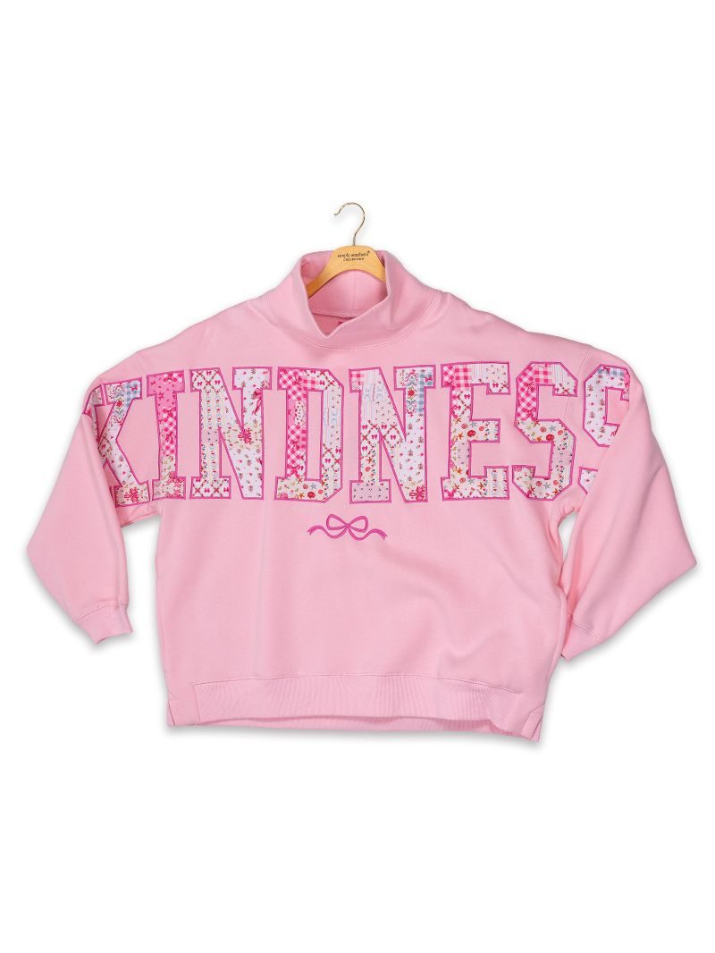 LIGHT PINK KINDNESS MOCK NECK SWEATSHIRT