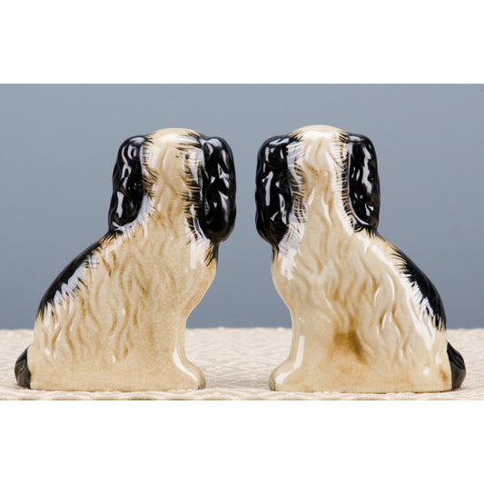 SMALL BLACK STAFFORDSHIRE DOGS SET OF 2