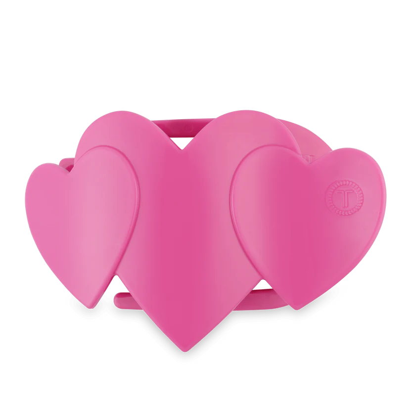PINK HEART TO HEART LARGE FLAT HAIR CLIP