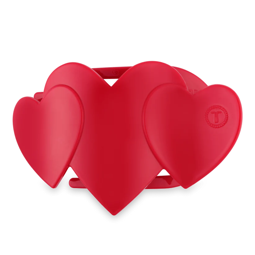 RED HEART TO HEART LARGE FLAT HAIR CLIP