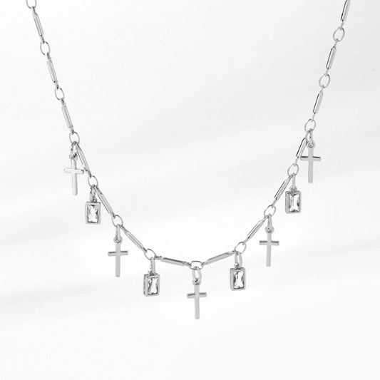 Beautifully Broken Cross Necklace - Silver