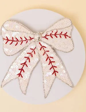 SEQUINS BASEBALL RIBBON HAIR CLIP
