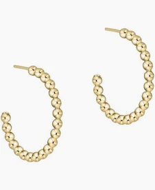 Beaded Classic 1" Post Hoop - 2mm Gold