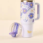 40 OZ LIFESTYLE FLIP STRAW TUMBLER - BOUQUET BEAUTY PURPLE