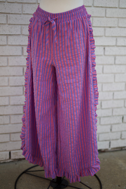 BREEZY STRIPE LINEN WIDE LEG PANTS