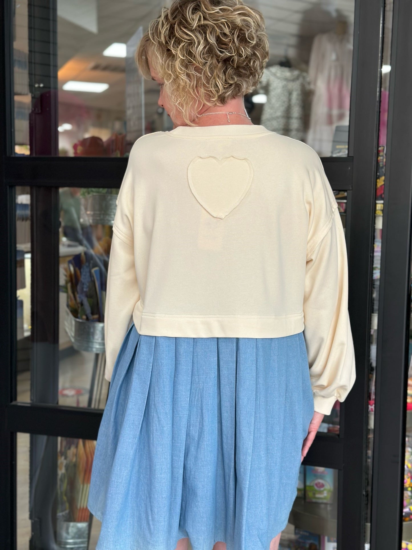 Ivory Two-Toned Sweatshirt Dress