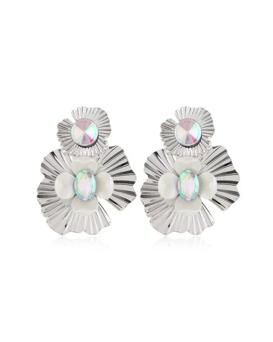 ZARA IRIDESCENT STATEMENT EARRINGS - SILVER