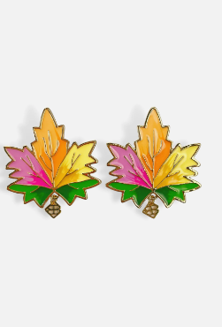 Hand Painted Rainbow Fall Leaf Earrings