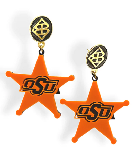 Orange And Black OSU Star Earrings - Pharm Favorites by Economy Pharmacy