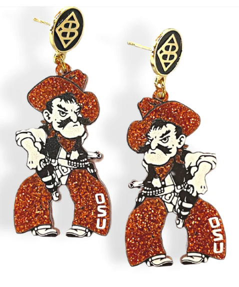 Orange Glitter Pistol Pete Earrings - Pharm Favorites by Economy Pharmacy