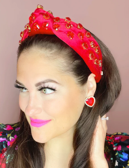 Red Crystal and Pearl Heart Studs - Pharm Favorites by Economy Pharmacy