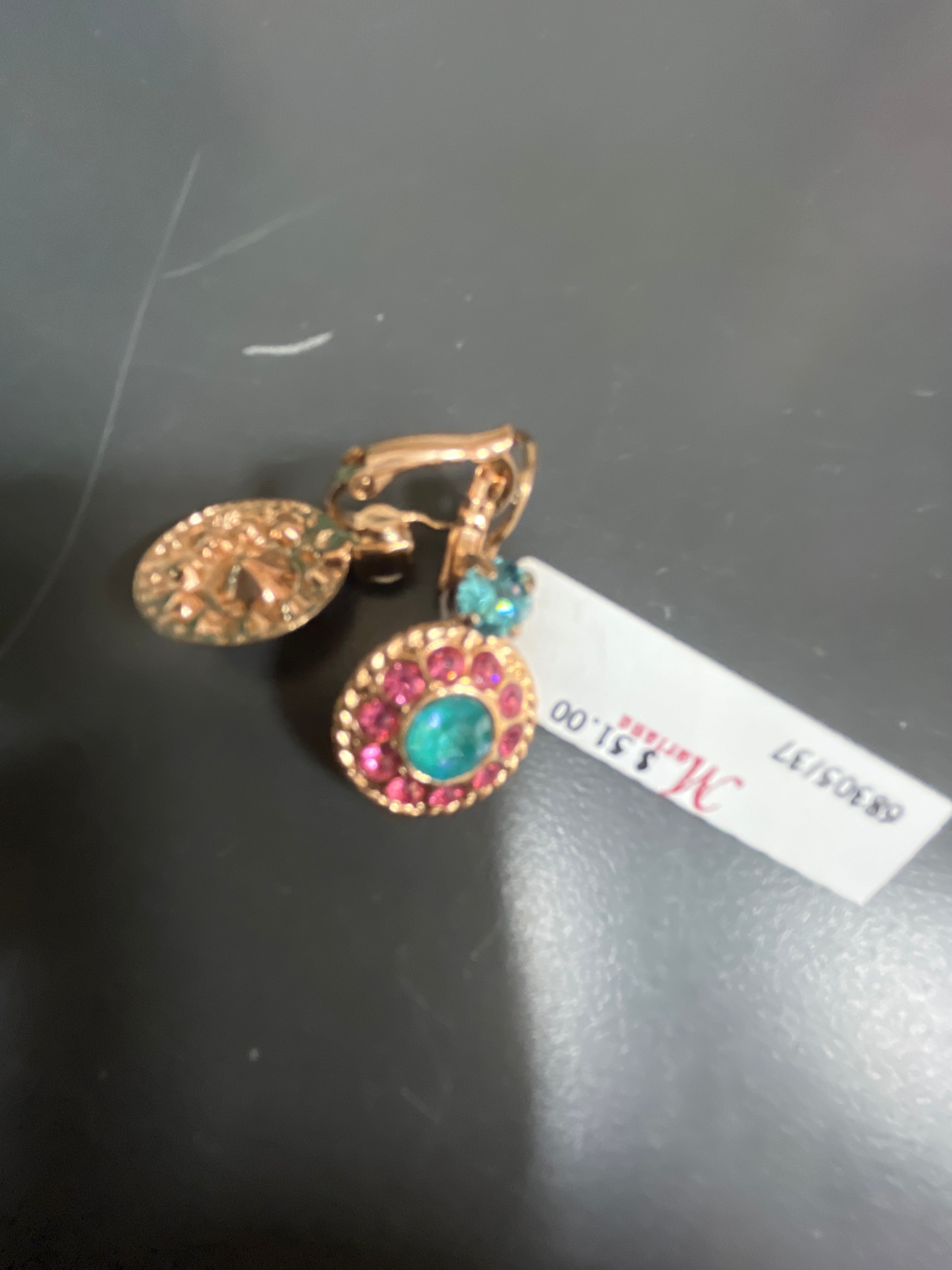 MARIANA - EARRINGS - ROSE GOLD WITH PINK AND TURQUOISE STONES