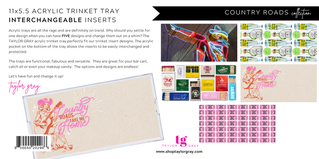 COUNTRY ROADS trinket tray insert set of 5