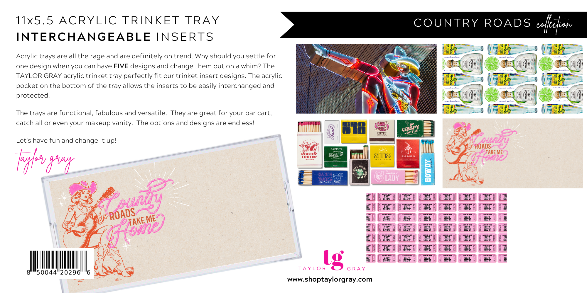 COUNTRY ROADS trinket tray insert set of 5