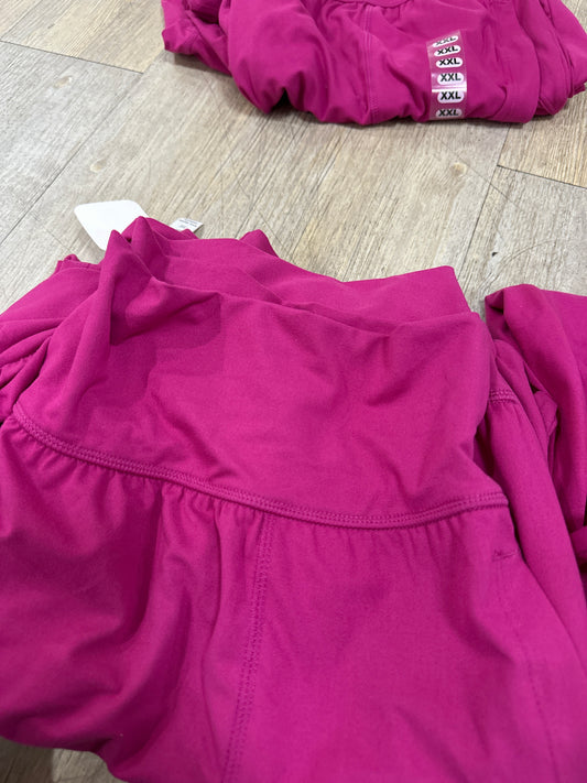 HIGH WAISTED JOGGERS W/POCKETS - RASPBERRY