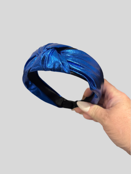 Eva Knot Headband-Metallic Royal Blue