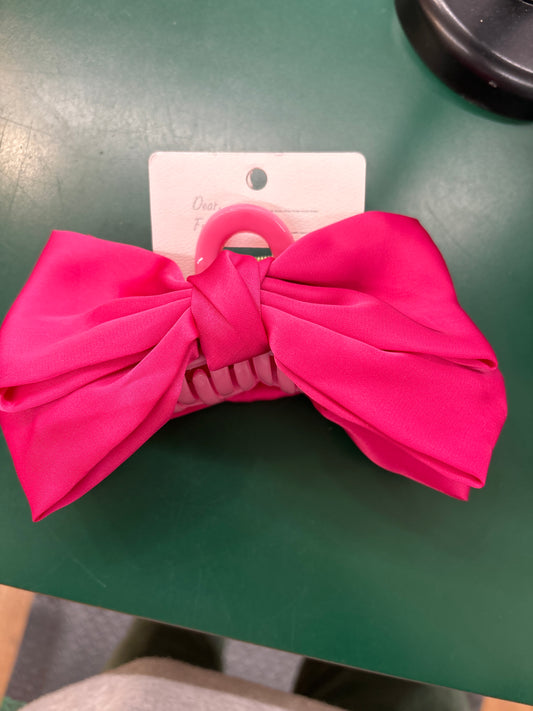 CLAW CLIP W/BOW - FUCHSIA