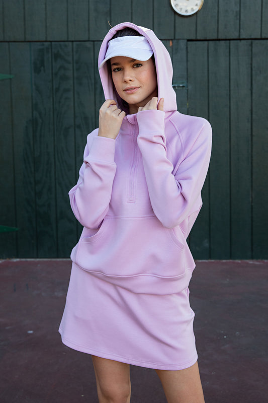 SCUBA QUARTER ZIP HOODIE JACKET - BLOSSOM