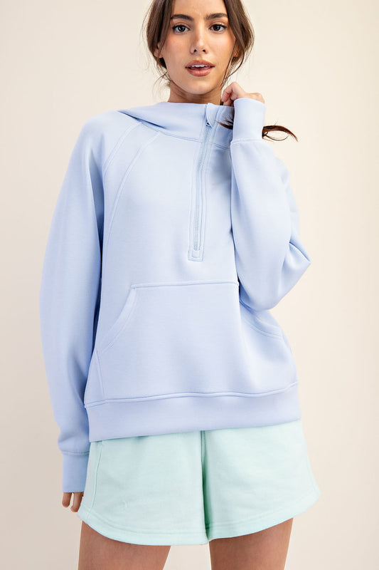 SCUBA QUARTER ZIP HOODIE JACKET - FROST