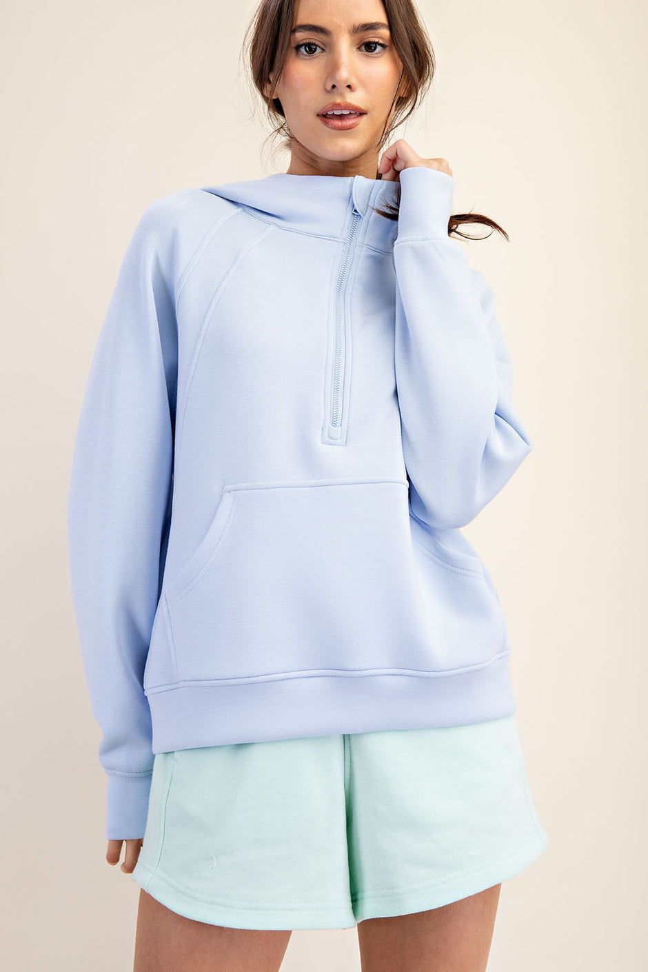 MODAL SCUBA QUARTER ZIP SHORT SLEEVE TOP