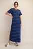 SCUBA STRIPE MAXI DRESS - SMOKY NAVY & CREAM