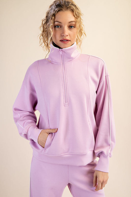 BLOSSOM W/CREAM PIPING 2 PC SCUBA JACKET & PANT SET