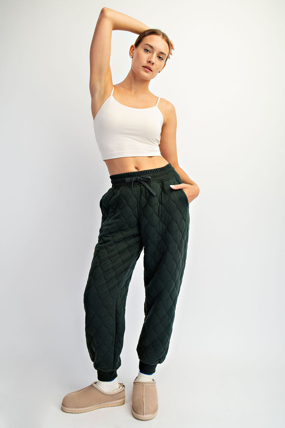 QUILTED JOGGER PANT - REGENCY GREEN