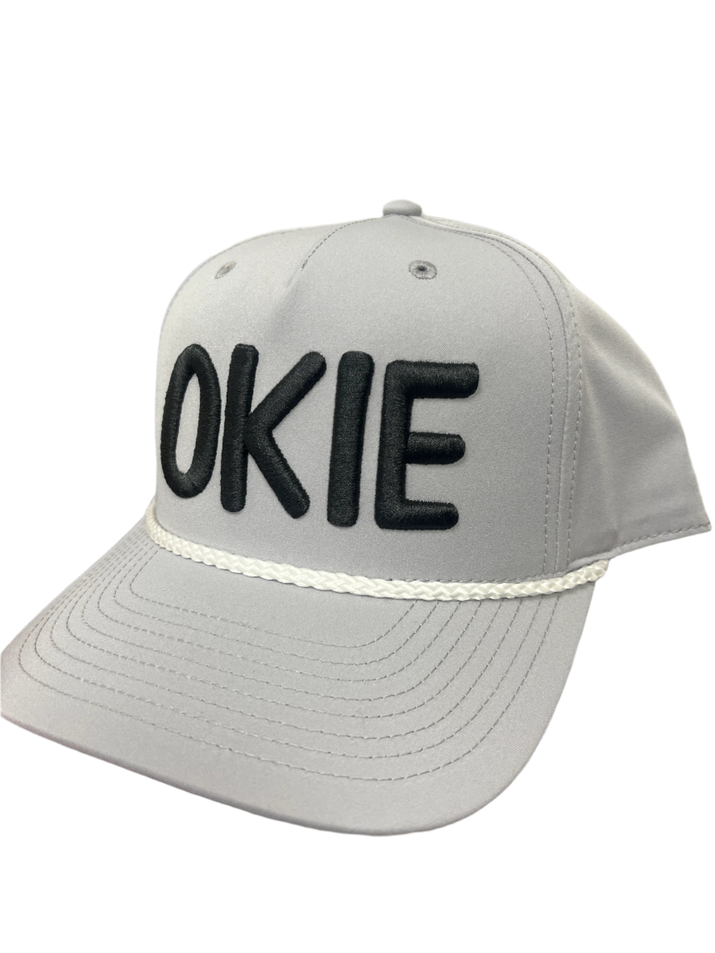 GRAY ROPE TRIM HAT - OKIE